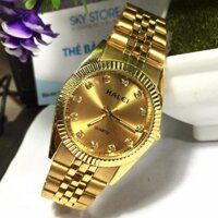 Đồng hồ nam Halei dây kim loại H988 khung vàng đẳng cấp sang trọng, đi mưa rửa tay thoải mái
