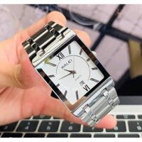 Đồng Hồ Nam Halei Dây Thép Đúc Cao Cấp Mặt Vuông Lịch Lãm ( H2 Mặt Trắng - Dây Trắng) giayyeu4599