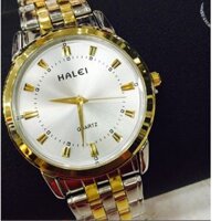 Đồng Hồ Nam HALEI Dây Vàng Trắng Mặt Trắng Sang Trọng