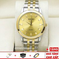 Đồng hồ nam Halei H072 dây vàng sang trọng đẳng cấp quý ông. Máy Nhật. Tặng vòng tỳ hưu - Watch ZWatches