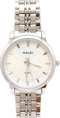 Đồng hồ Nam Halei - HL552 Tặng pin Nhật sẵn trong đồng hồ Móc Khóa gỗ Đồng hồ 888 y hình Hộp Chính Hãng - Dây Trắng - Mặt Trắng