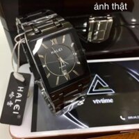 Đồng hồ nam Halei Mặt Vuông Đen huyền ảo chống nước chống xước bảo hành 12 tháng - Lux.Watch