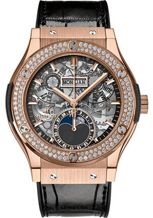 Đồng hồ nam Hublot Classic Fusion Aerofusion Moonphase King Gold Diamonds 547.OX.0180.LR.1104