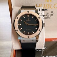 Đồng Hồ Nam Hublot Classic Fusion 42mm Dây Silicon Đen Vỏ Demi Vàng Hồng