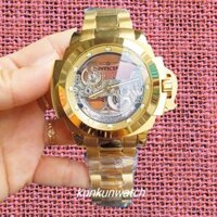 Đồng Hồ Nam Invicta Automatic Lộ Cơ Trong Suốt 2 Kim Size Khủng  54mm ( Vàng Mặt Vàng )