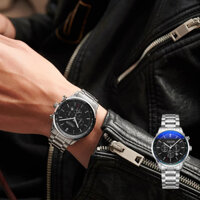 Đồng Hồ Nam JAH-133D chronograph Julius Hàn Quốc Dây Thép Đen