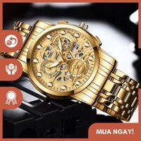 Đồng hồ nam LIAN WATCH Y9918 dây đeo bằng thép kim loại màu vàng Màn hình hiển thị phát sángđẳng cấp