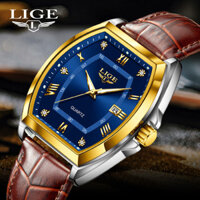 Đồng hồ nam LIGE Đồng hồ thạch anh da phát sáng đơn giản thời trang chống nước