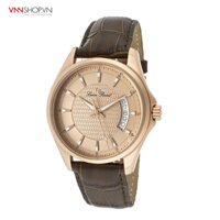 Đồng hồ nam Lucien Piccard mặt nâu cam, dây da nâu
