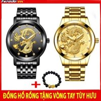 Đồng hồ nam mặt chạm rồng BIDEN dây hợp kim thép không gỉ cao cấp + Tặng vòng tay tỳ hưu