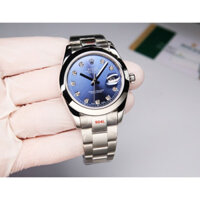 Đồng hồ nam mặt số xanh Rolex Datejust 41MM Xu hướng sức sống cao cấp, RZ106 Dây đeo bằng thép không gỉ thời trang cổ điển Đồng hồ nam cơ khí tự động