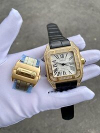 Đồng hồ nam mặt vuông Cartier Automatic Gold 18K đính đá 40mm