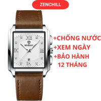 Đồng hồ nam mặt vuông CHỐNG NƯỚC, đồng hồ dây da nam đẹp sang trọng thời trang