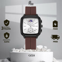 Đồng Hồ Nam Mặt Vuông Dây Cao Su Có Lịch Ngày Phong Cách Cá Tính Mạnh Mẽ, Đồng Hồ Đeo Tay Nam Dây Cao Su Mặt Vuông Lavis