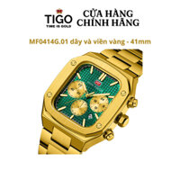 Đồng Hồ Nam MINI FOCUS MF0414G.02 Dây Thép Vàng Viền Vàng Thép Không Gỉ Mặt Vuông 41mm