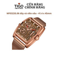 Đồng Hồ Nam MINI FOCUS MF0322G.06 Dây Thép Nâu Viền Nâu Thép Không Gỉ Mặt Vuông 45mm