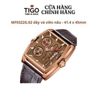 Đồng Hồ Nam MINI FOCUS MF0322G.02 Dây Da Nâu Viền Nâu Thép Không Gỉ Mặt Vuông 45mm