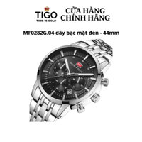 Đồng Hồ Nam MINI FOCUS MF0282G.04 Dây Thép Bạc Mặt Đen Thép Không Gỉ Cao Cấp Mặt Tròn Đường Kính 44mm Chống Nước