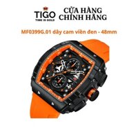 Đồng Hồ Nam MINI FOCUS MF0399G.01 Dây Silicone Cam Viền Đen Thép Không Gỉ Mặt Vuông 48mm