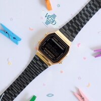 Đồng hồ nam nữ Casio A168 Black Gold