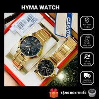 Đồng hồ nam nữ - Đồng hồ đôi mạ vàng Casio V300G-1A mặt đen chống nước Bảo hành 1 năm Hyma watch