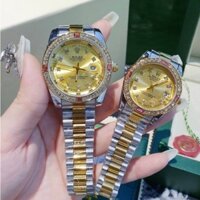 Đồng hồ Nam nữ Rolex viền đá cao cấp, dây thép không gỉ, bảo hành 12 tháng (502)