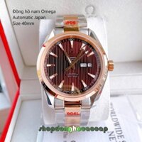 Đồng Hồ Nam Omega Máy Tự Động Nhật 2 Lịch Mặt Nâu Kim Loại Demi Rose Sapphire Size 40mmm