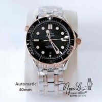 Đồng Hồ Nam Omega Seamaster Diver Automatic Dây Kim Loại Demi Rose Size 41mm - Mặt Đen