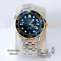 Đồng Hồ Nam Omega Seamaster Diver Automatic Dây Kim Loại Demi Vàng Size 41mm - Mặt Xanh