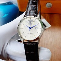 Đồng hồ Nam Orient Automatic FEV0V004SH Mặt trắng,Lịch thứ ngày=Máy cơ tự động-Dây da nâu cao cấp-Size 41mm