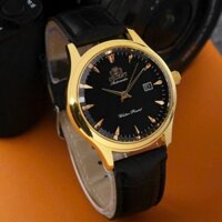 Đồng hồ nam Orient pin kim trôi (giả cơ) dây da viền máy làm từ thép không gỉ có lịch ngày sang trọng lịch lãm