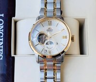 Đồng hồ nam ORIENT SUN & MOON OPEN HEART DEMI GOLD RA-AS0001S00B dây đeo kim loại mạ vàng sang trọng lịch lãm và nam tính