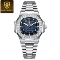 Đồng hồ nam Poedagar thiết kế luxury viền đính full đá dây thép không rỉ bộ khóa thông minh chống nước tuyệt đối
