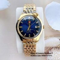 Đồng Hồ Nam Rado Golden Horse Automatic Cao Cấp Dây Vàng Mặt Ombre Xanh Dương Size 40mm - Sapphire