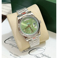 Đồng hồ Nam Rl day date 3kim mặt xanh lá vỏ trắng số la mã máy nhật dòng cơ Automatic size 40mm
