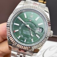 Đồng hồ Nam Rl số gạch dạ quang mặt xanh lá vỏ trắng nhật dòng cơ Automatic size 41mm kim loại cho anh em đeo thêm ma
