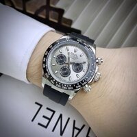 Đồng Hồ Nam ROLEX Cosmograph Daytona 8205 Full Đá Vàng Gold  Máy Cơ (Automatic) Dây Cao Su Đen