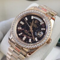 Đồng hồ Nam Rolex day date máy nhật dòng cơ Automatic mặt size 42mm số gạch đá mặt thiên thạch vành đá