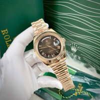 Đồng hồ nam Rolex Daydate mặt nâu cọc số la mã , size 40mm, kính saphire