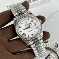 Đồng hồ nam Rolex Daydate size 41mm mặt trắng số la mã máy cơ Thuỵ Sỹ 3255