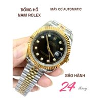 Đồng hồ nam Rolex mẫu mặt đen viền vàng cọc số đính đá máu cơ Automatic size 39-40mm