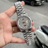 Đồng Hồ Nam RoLex Sapphire RA35 Case 36mm Mặt và Dây full đá Máy cơ Automatic Nhật