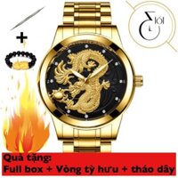 Đồng hồ Nam RỒNG Vàng Chống  nước- Fngeen Gold Dragon Tặng Vòng Tỳ Hưu + Dụng cụ tháo mắt