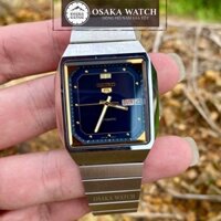 Đồng Hồ Nam Seiko 5 Cổ Điển Mặt Vuông Dây Thép Không Gỉ Lịch Ngày Thứ Lịch Lãm - Xanh