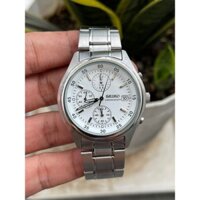 Đồng hồ nam Seiko 6 kim mặt trắng hàng si Nhật chạy pin