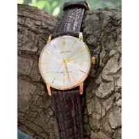 Đồng hồ nam Seiko Liner Diashock cơ cót 21 jewels, bọc vàng toàn thân, dây da của Nhật