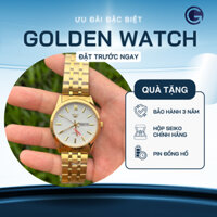 Đồng Hồ Nam Seiko Pin Quartz Dây Vàng Thiết Kế Sang Trọng Cho Quý Ông Mặt Kính Sapphire Siêu Chống Nước Chống Xước