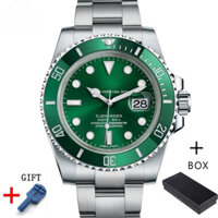 Đồng hồ nam Seno New Green Submariner Đồng hồ đeo tay thạch anh thông thường bằng thép không gỉ dạ quang