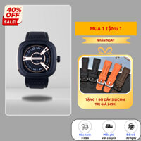 Đồng hồ nam Sevenfriday Classic màu Đen Ánh Vàng, dây da mềm, mặt đồng hồ độc lạ, thời trang dành cho Nam