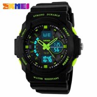 Đồng hồ nam SKMEI 1008 dây cao su (Đen viền xanh lá)
